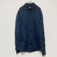 エイチアンドエム 無地 シャツ レギュラーカラー 長袖 M 黒 綿 ビッグサイズ