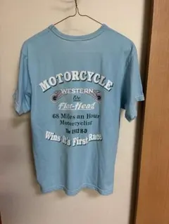 flat head モーターサイクルtシャツ 水色のサムネイル