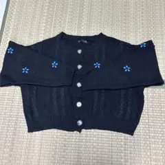 DAZY ブラック 花柄刺繍 ケーブルニット カーディガンのサムネイル