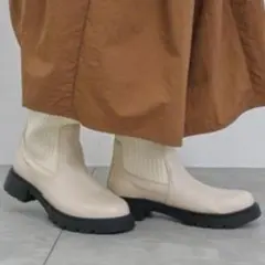 【美品】サマンサモスモスブルー ふっくらクッション 厚底ニットブーツ