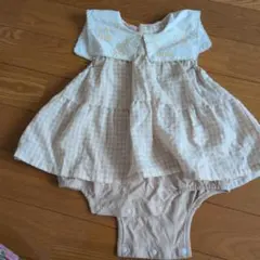 チェック柄 襟付きロンパース 70−80