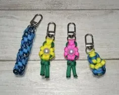 カラフルパラコード お花&肉球キーホルダー 4個セット