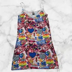 カラフルグラフィックキャミソール　ワンピースレディース