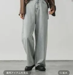 グローバルワーク　GOODデニムカラーバギーパンツ　インディゴ　Lサイズ