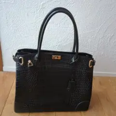 美品✨ ハマノ　ロイヤルモデル　マットクロコダイル　ハンドバッグ　ブラック 美品✨ ハマノ ロイヤルモデル マットクロコダイル ハンドバッグ