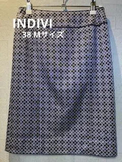 インディヴィ ひざ丈 タイトスカート パープル系