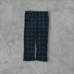 ノーティカダークグリーンチェックパジャマパンツワイドイージーリラックススタイル