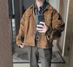 ドイツ　ZULFI　スウェード　レザー　トラッカージャケット　ブラウン YY3