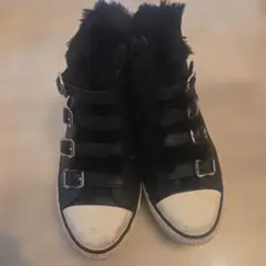 ASH ファー ブラック ハイカットスニーカー