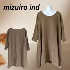 ★ mizuiro ind レディース Aラインワンピース 麻 (D037)