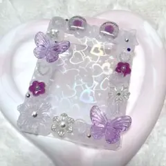 即購入OK❤︎硬質ケースデコ ホイップデコ クマ 紫 蝶々 No.337