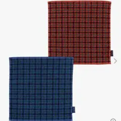 【新品】familiar チェック柄タオルハンカチ 25x25cm レッド