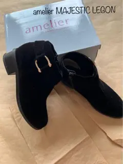 アメリエルマジェスティックレゴン　ベルト付きスカラップショートブーツ　ブラック