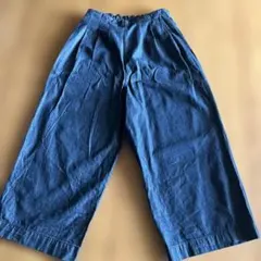 ダークブルー ワイドパンツ デニム風
