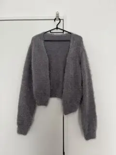 グレー ファーニットカーディガン ニット カーディガン シャギーニット