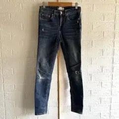 ZARA WOMAN【36】スキニーデニム／古着 ダメージ加工 フェード感
