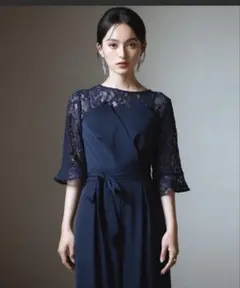 結婚式ワンピースレースドレスロングドレス オケージョンパーティー お呼ばれ