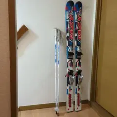 【値下げ】Nordica スキー板130センチ　ビンディング、ストック付き。 値下げ】Nordica スキー板130センチ ビンディング、ストック付き