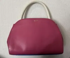 【agnis b】ピンクブルーハンドバッグ