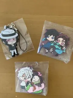 鬼滅の刃　キャラばんちょうこう　カプセルラバーマスコット　不死川実弥&ねずこ3点