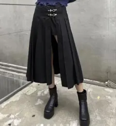 ラスボア　ファイヤーバックルミディスカート黒ブラック