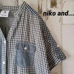 niko and...ニコアンド　ギンガムチェック切り替えワンピース　リネン混