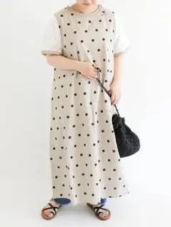 サマンサモスモス ドット柄ノースリーブワンピース