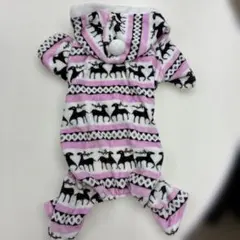犬用フリース服 トナカイ柄 ピンク