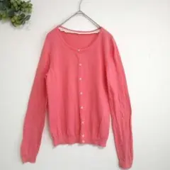 アースミュージックアンドエコロジー　コットンカーディガン【S】ピンク　♡ボタン