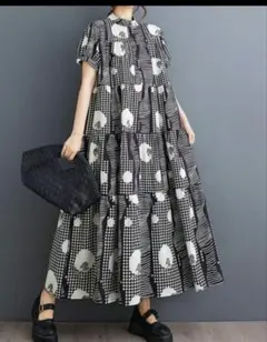 【新品】モード系大きいサイズ　レディースゆったりロングワンピース半袖春夏秋