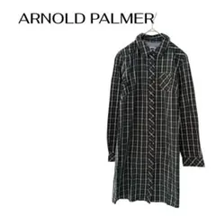 アーノルドパーマー　長袖チェックシャツ膝丈ワンピース　カジュアル