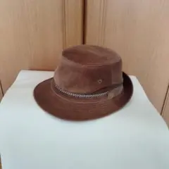 ハット 帽子 茶色 ブラウン 中折れハット 56.5cm Mサイズ 綿100%