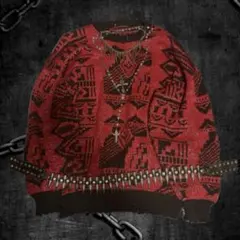 パンク系　赤柄ボロニット　グランジ　y2k パンク　平成