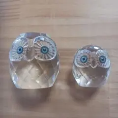 クリスタルフクロウ置物 2点セット