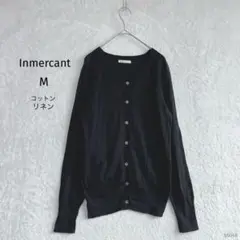 インメルカート| コットンリネンカーディガン【M】ラグランロングスリーブ 黒