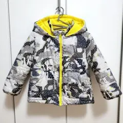 匿名配送：リトルベアクラブ ダウンジャンパー 動物柄 鳥柄 灰色/黄色 100㎝