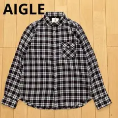 AIGLE エーグル　長袖シャツ　チェック　ネイビー　Mサイズ