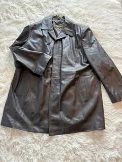 【美品】Wing Armor 本革ダークブラウンロングコート 3L 軽量