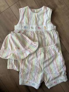 ベビー服セット ワンピース・ショートパンツ・帽子3点セット
