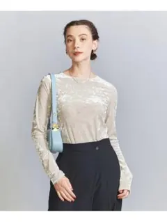 BEAUTY&YOUTH ベロアロングスリーブTシャツ　ナチュラル