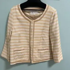 ロペピクニック　38 ジャケット　ボーダー　ベージュ　ノーカラー
