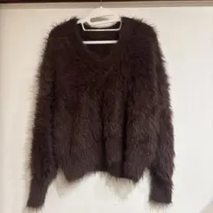 ブラウン ファーニットセーター Lサイズ