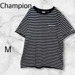 Champion チャンピオン Tシャツ ワンポイント【M】ネイビー×ホワイト