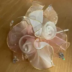 東京ソワール　ピンク　コサージュ　花のブローチ