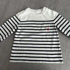 ストライプ 長袖カットソー ホワイト/ネイビー
