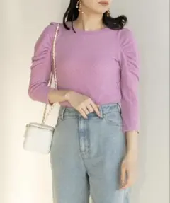 randa ギャザースリーブカットソー パープルのサムネイル