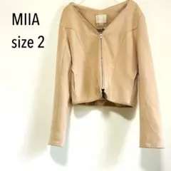 【訳あり】MIIA ミーア スエード調 ノーカラー ジャケット くすみピンク Mのサムネイル