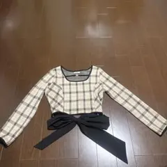 NOMAE チェック柄 長袖トップス リボン