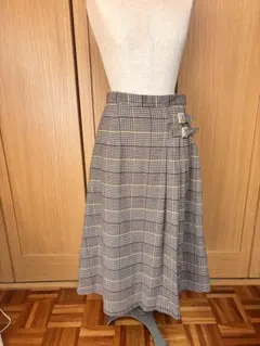 grove チェック柄 フレアスカート グレー系　グローブ　ワールド　Lサイズ
