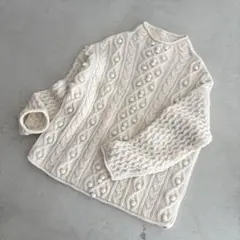 【美品】Theory セオリー ウール カシミヤ ケーブルニット ポンポン S